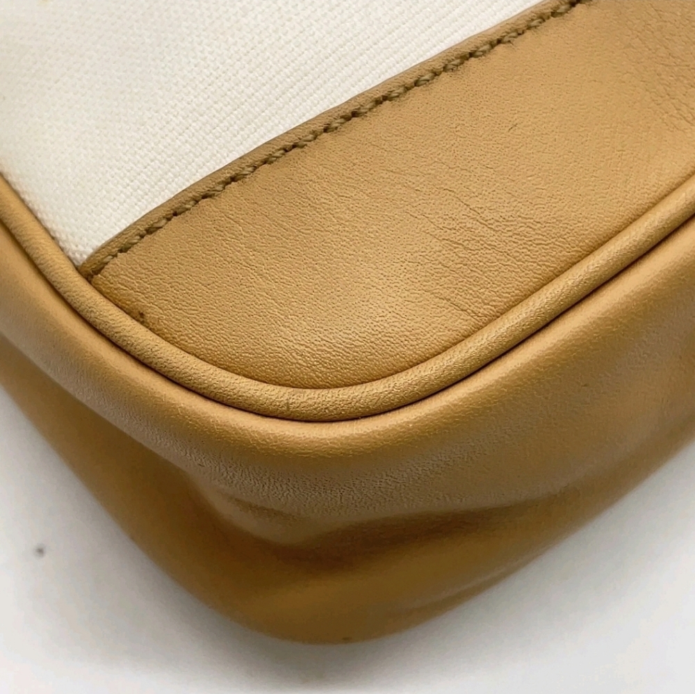 Auth Gucci GG Plate Hianvas Leather Beige White Mini Pouch BAG - Picture 7 of 16